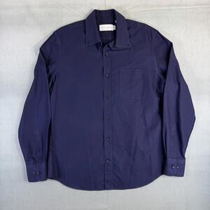 Mott & Bow Shirt Mens Large Navy Blue Oxford Button Down Long Sleeve